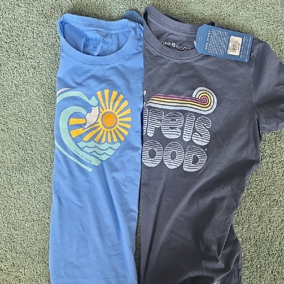 Life Is Good Women's T-Shirts, 2, NWT, Size Med, Light Blue And Navy. - Picture 3 of 13